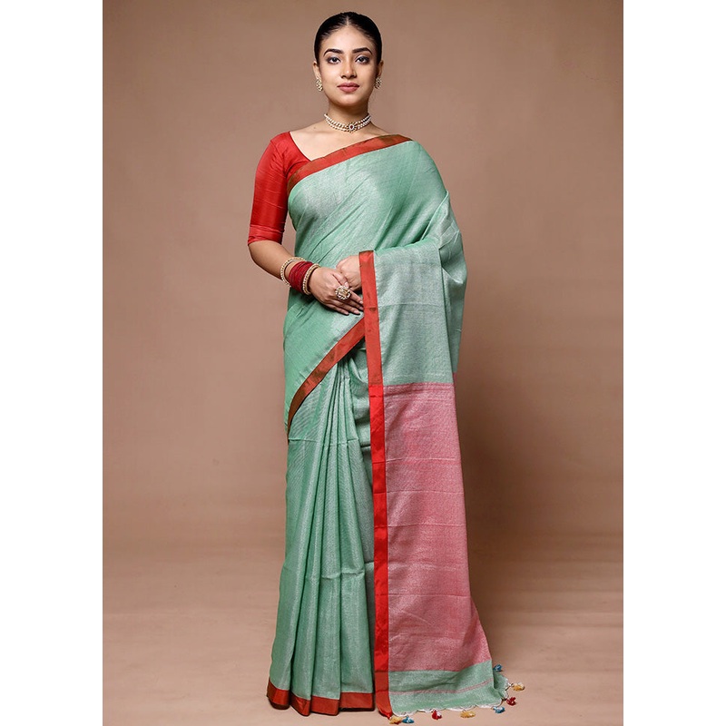 Green Matka Silk Saree With Blouse Piece - JD986600066