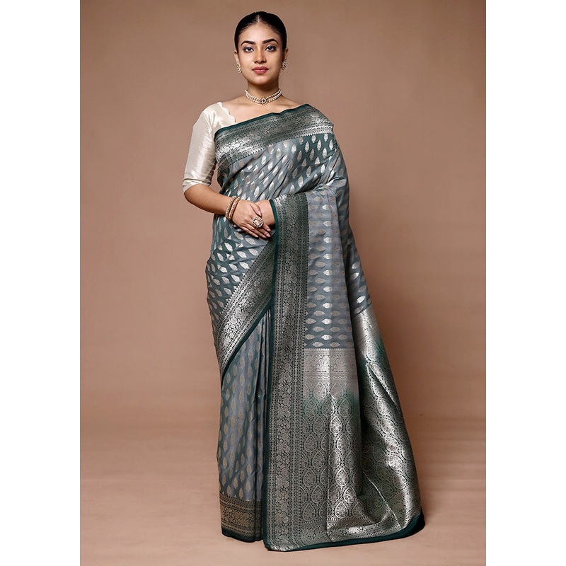 Green Uppada Silk Saree With Blouse Piece - JD986600064