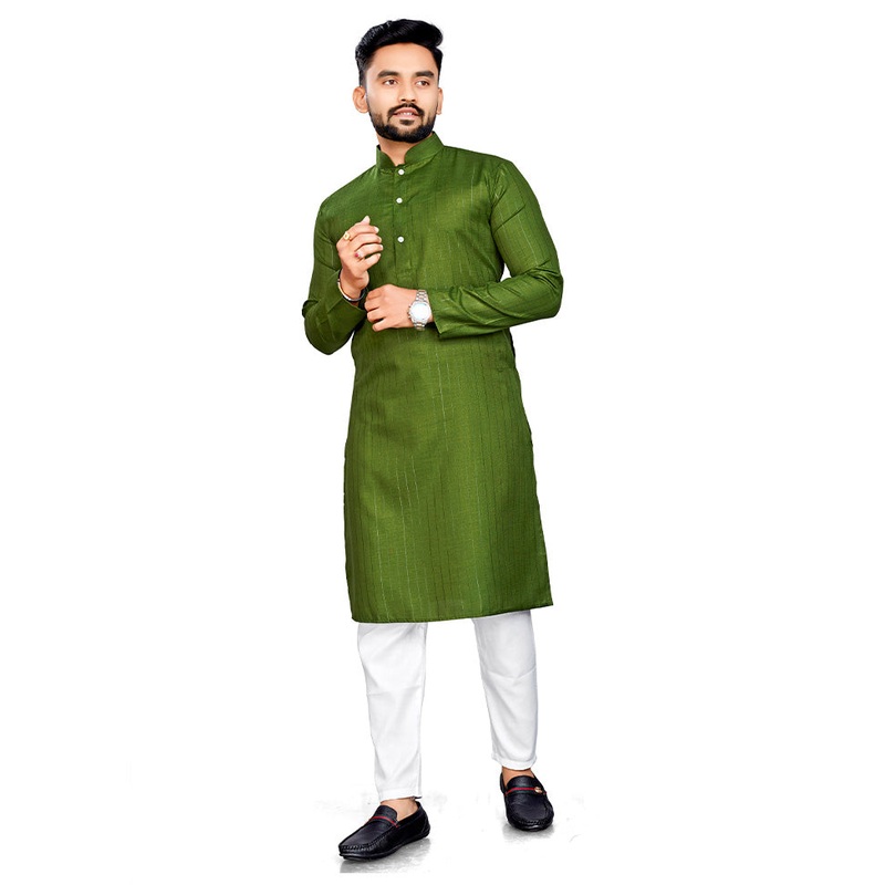 Mehendi Pure Cotton Kurta And Pajama Set - JD986600168