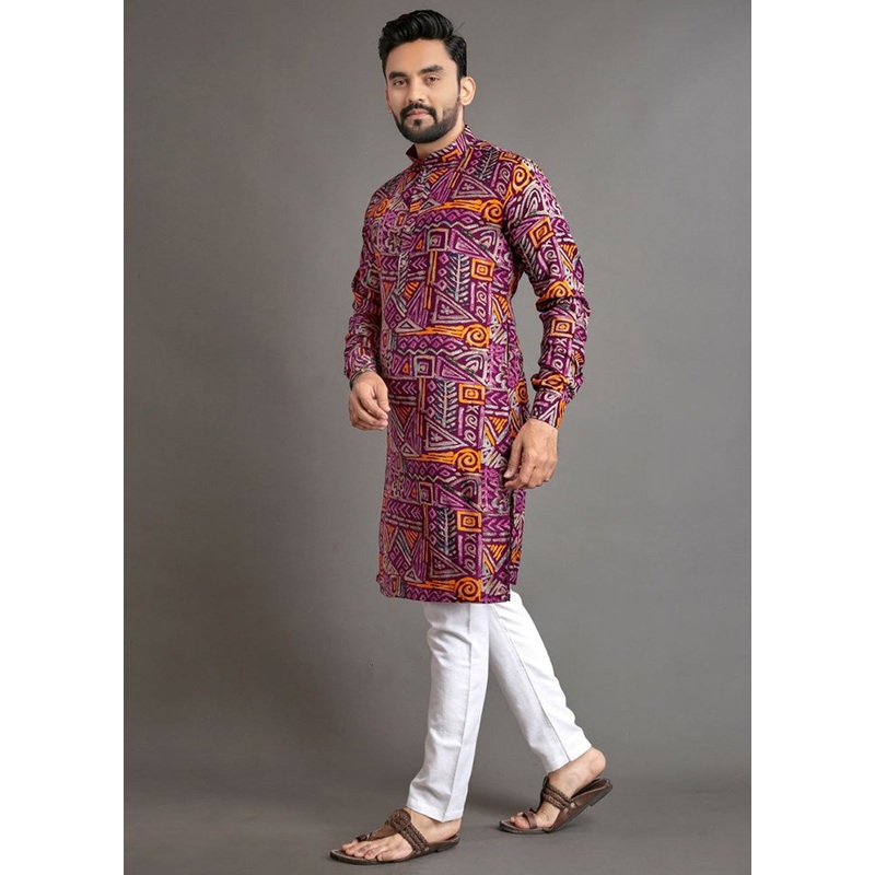 Multicolor Cotton Kurta And Pajama Set - JD986600159