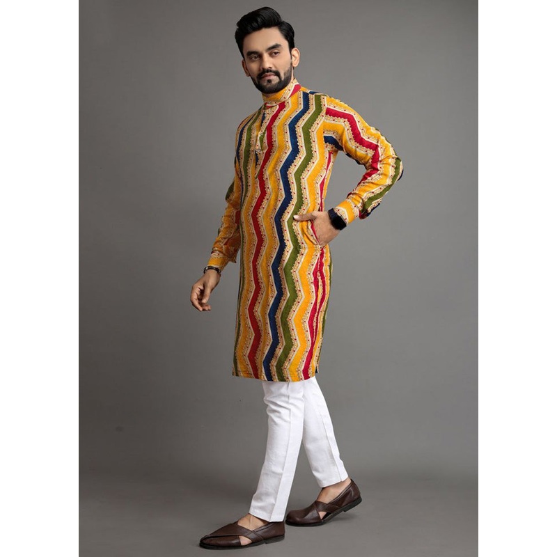 Multicolor Cotton Kurta And Pajama Set - JD986600164