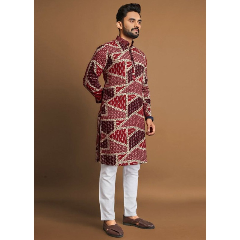 Multicolor Cotton Kurta And Pajama Set - JD986600166