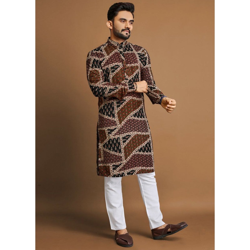 Multicolor Cotton Kurta And Pajama Set - JD986600167