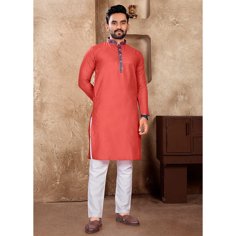 Pink Silk Kurta And Pajama Set - JD986600141