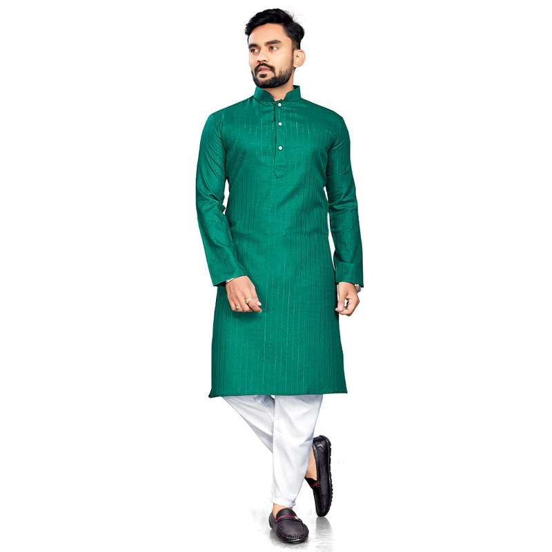 Sea Green Pure Cotton Kurta And Pajama Set - JD986600130