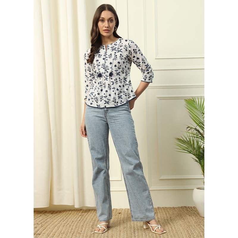 White Readymade Cotton Short Top - JD986600199
