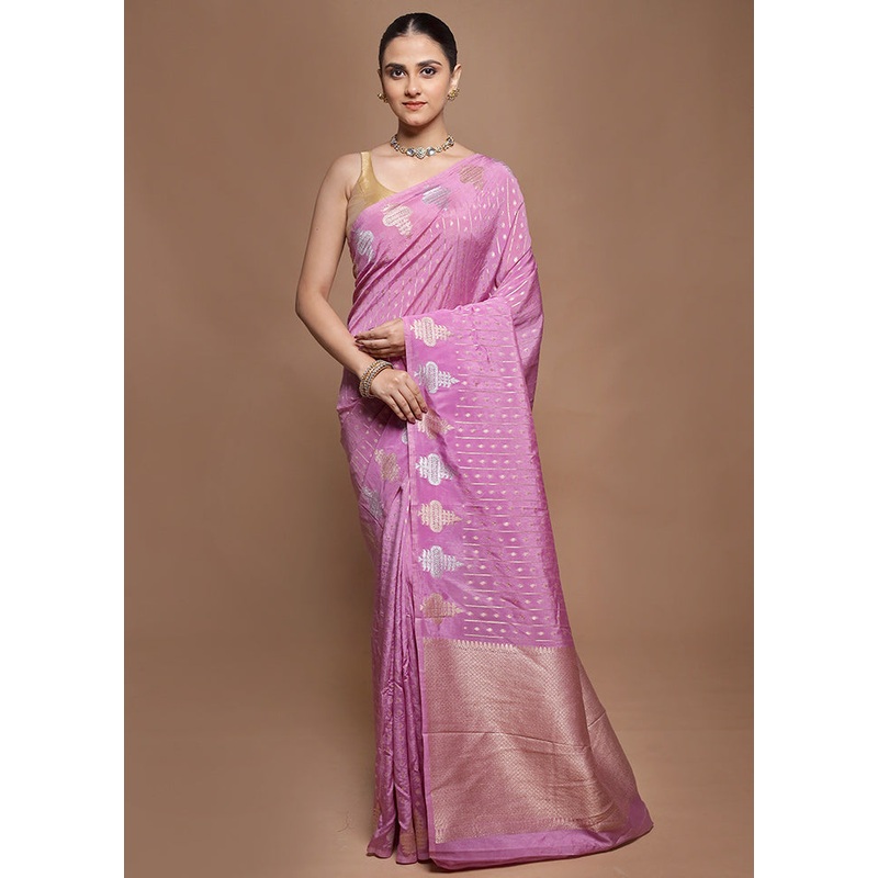 Pink Dupion Silk Saree With Blouse Piece - JD986599905