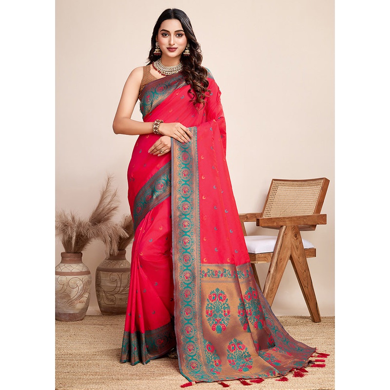 Pink Spun Silk Saree With Blouse Piece - JD986599980