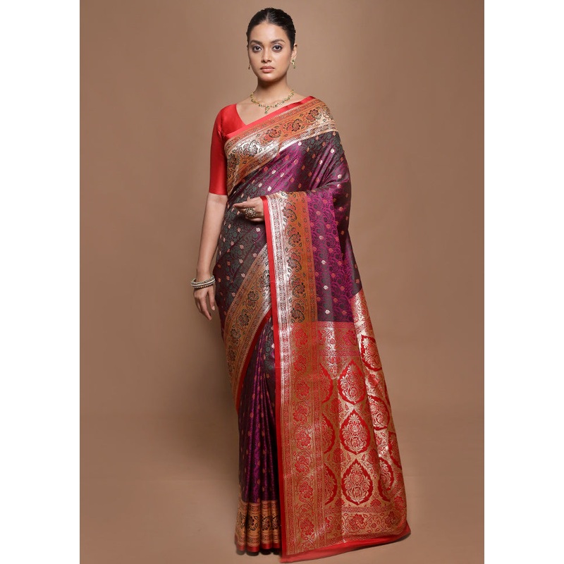 Pink Tanchoi Silk Saree With Blouse Piece - JD986599880