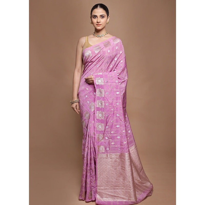 Purple Dupion Silk Saree With Blouse Piece - JD986599874