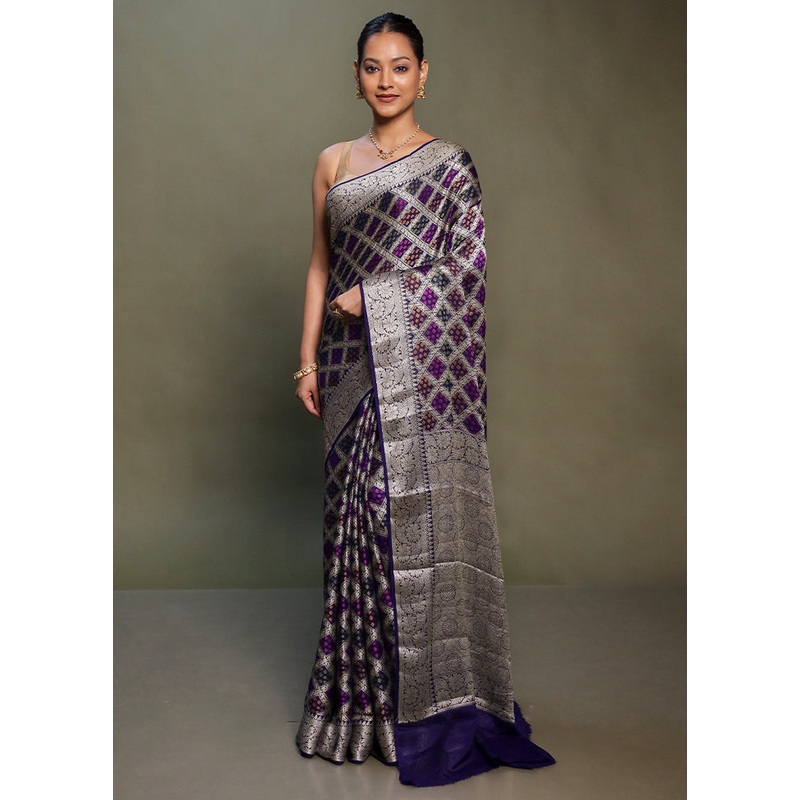 Blue Georgette Saree With Blouse Piece - JD986599790