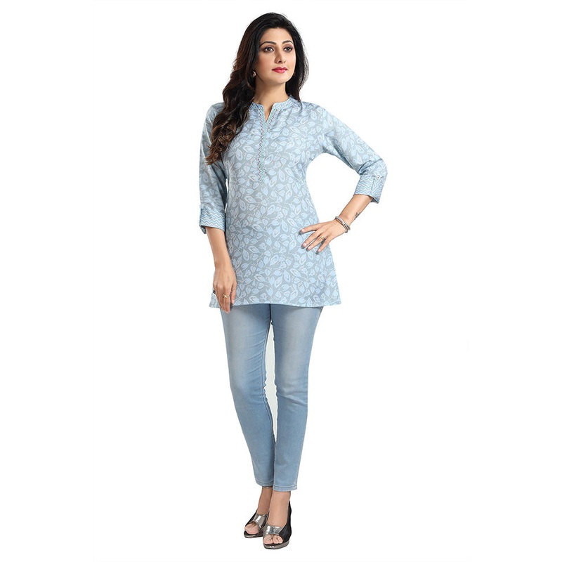 Blue Readymade Rayon Short Top - JD986599718