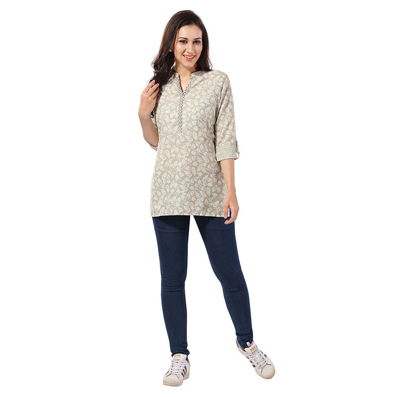 Grey Readymade Rayon Short Top - JD986599717