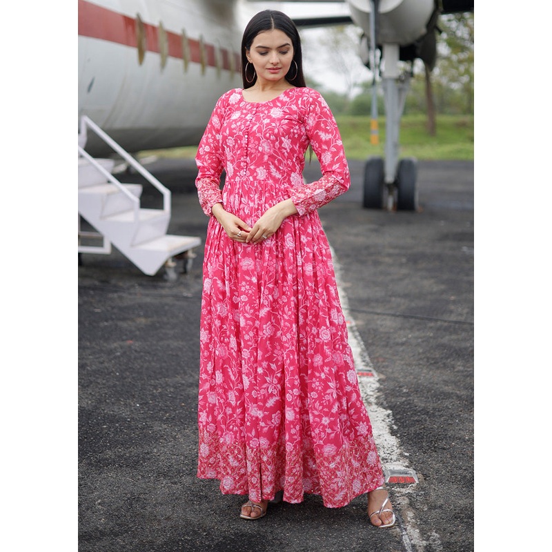 Pink Readymade Georgette Indian Dress - JD986599713