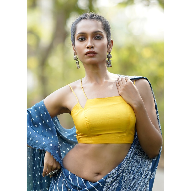 Yellow Pure Silk Designer Blouse - JD986599824