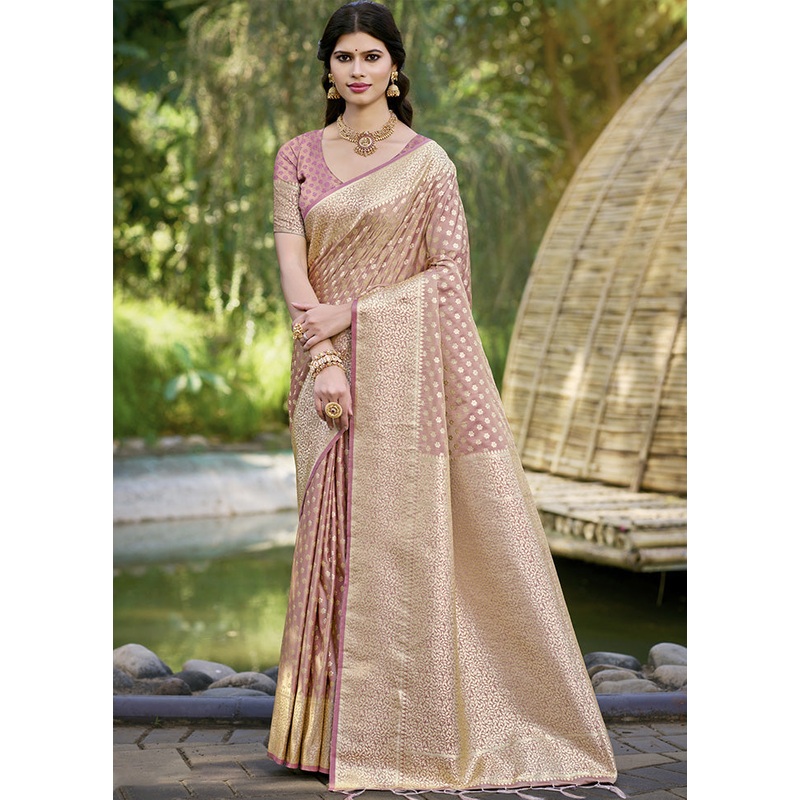 Cream Spun Silk Saree With Blouse Piece - JD986599549