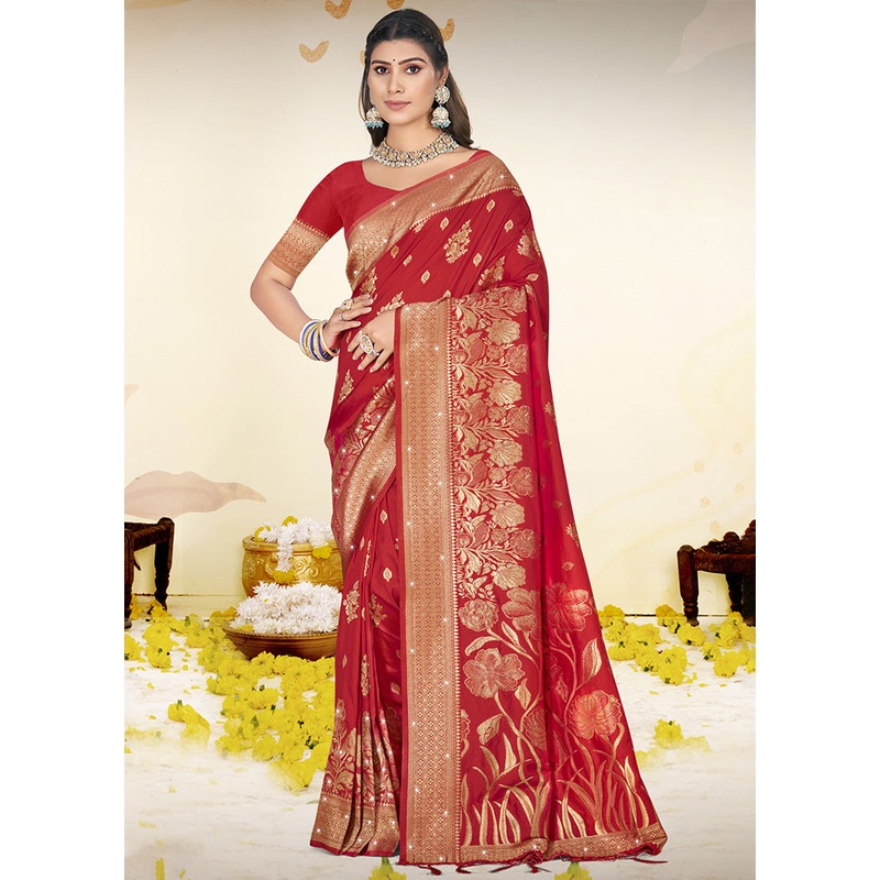 Green Spun Silk Saree With Blouse Piece - JD986599527