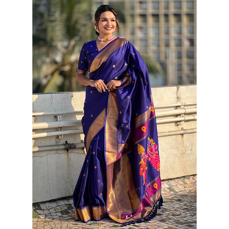 Lavender Spun Silk Saree With Blouse Piece - JD986599600