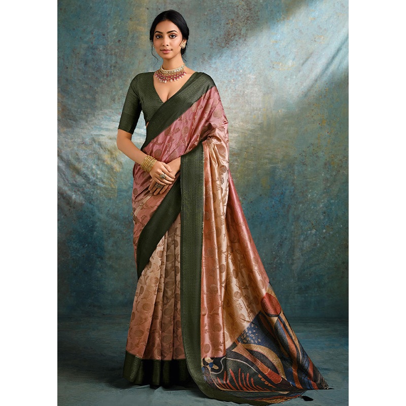 Multicolor Spun Silk Saree With Blouse Piece - JD986599595
