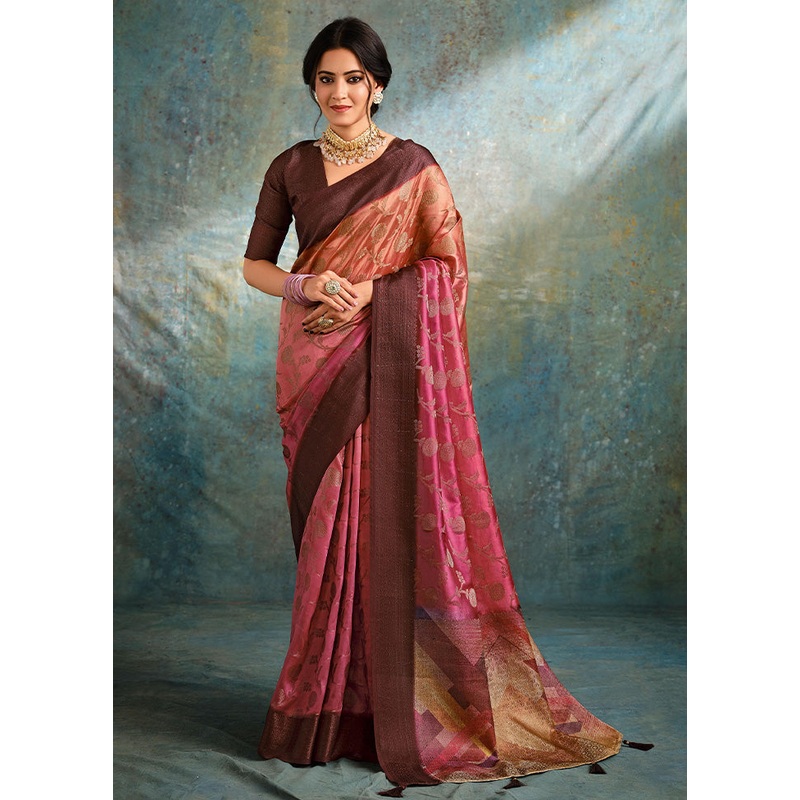 Multicolor Spun Silk Saree With Blouse Piece - JD986599599