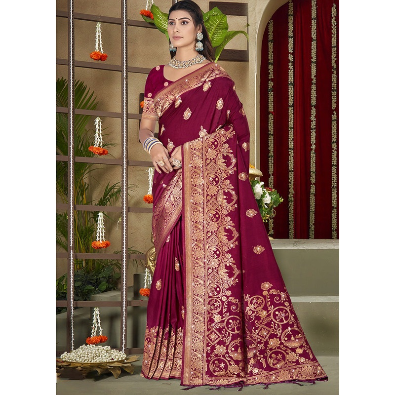 Pink Spun Silk Saree With Blouse Piece - JD986599477