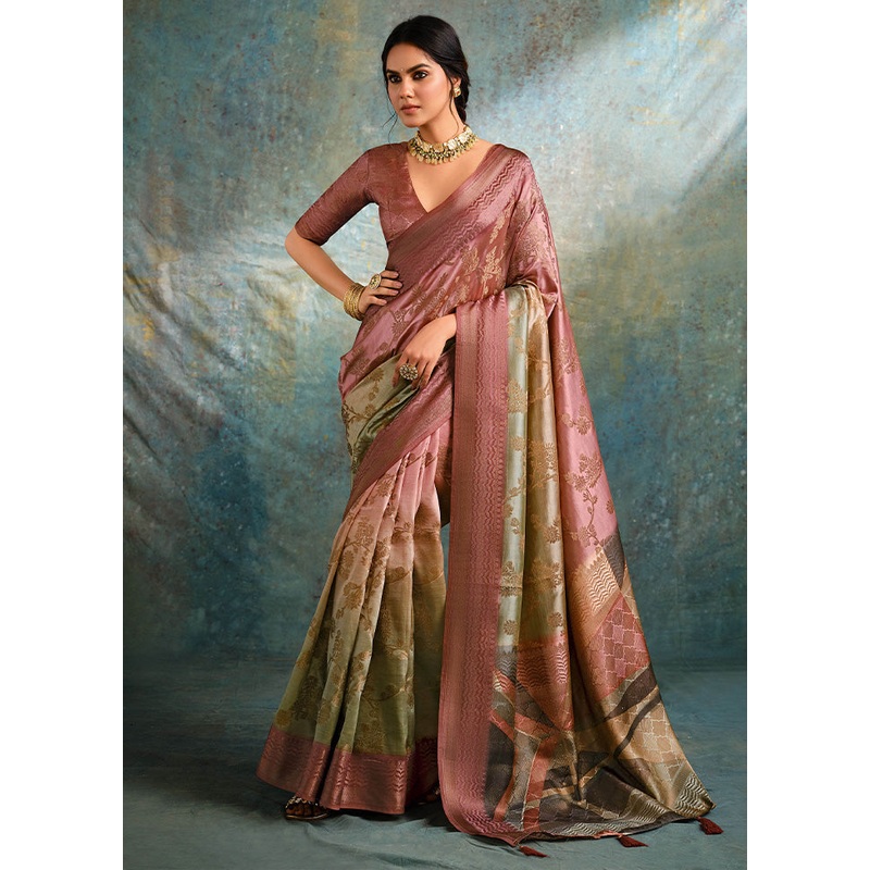 Pink Spun Silk Saree With Blouse Piece - JD986599591