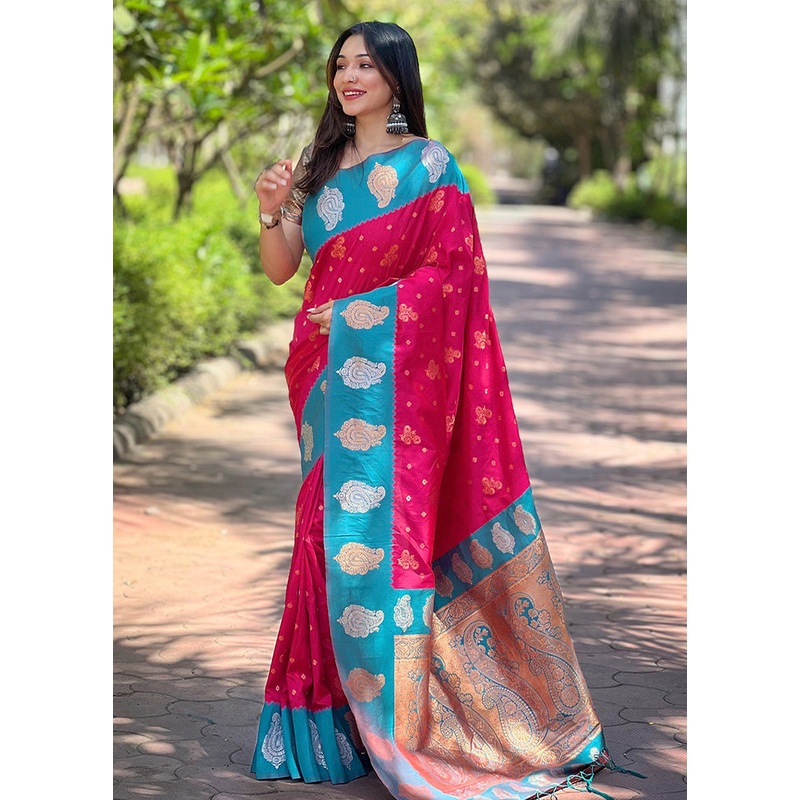 Pink Spun Silk Saree With Blouse Piece - JD986599593