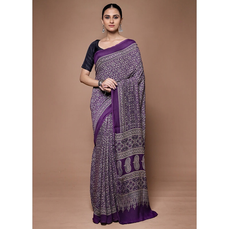 Wine Pure Modal Silk Saree Without Blouse Piece - JD986599614