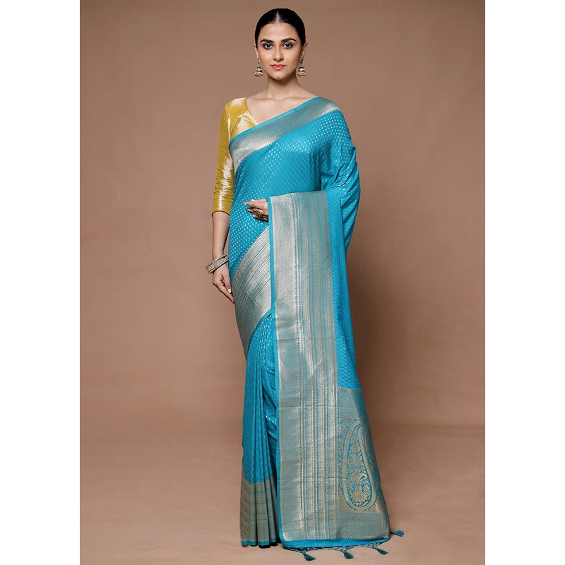 Blue Georgette Saree With Blouse Piece - JD986599415