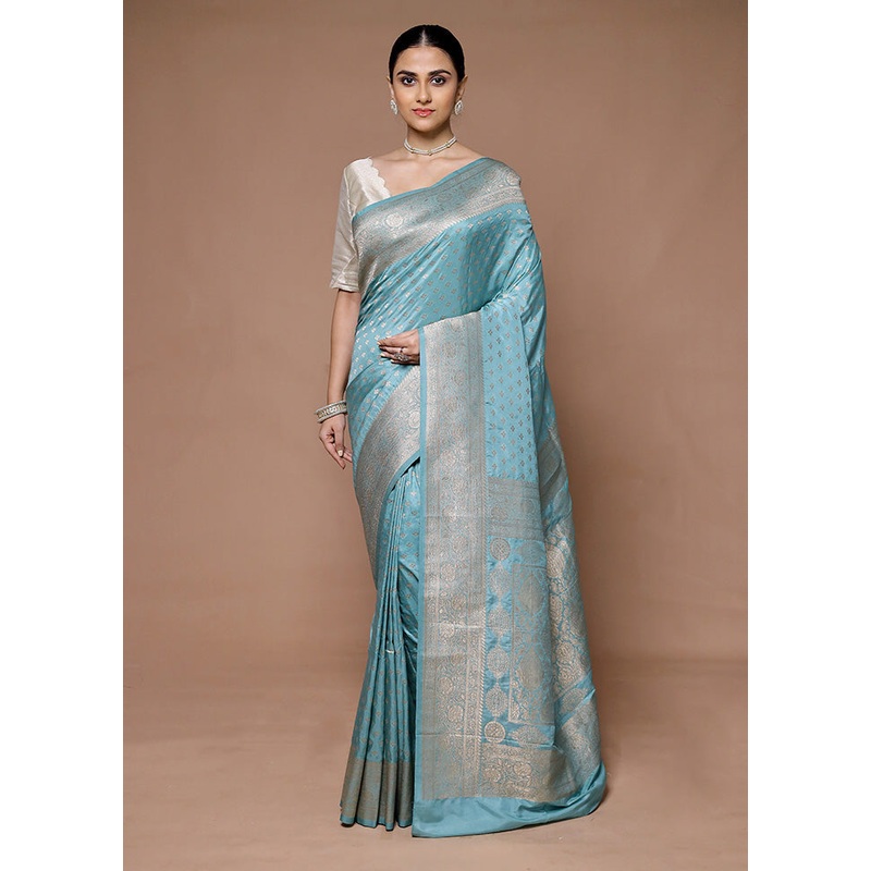 Blue Georgette Saree With Blouse Piece - JD986599416