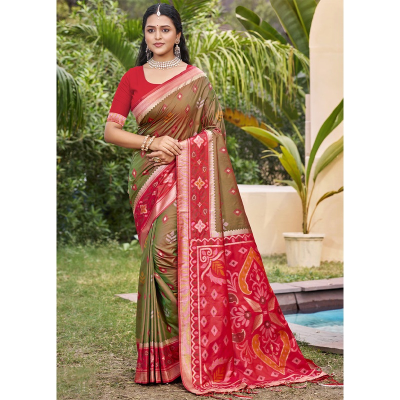 Brown Spun Silk Saree With Blouse Piece - JD986599330