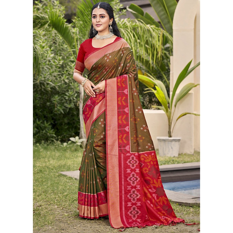 Brown Spun Silk Saree With Blouse Piece - JD986599331