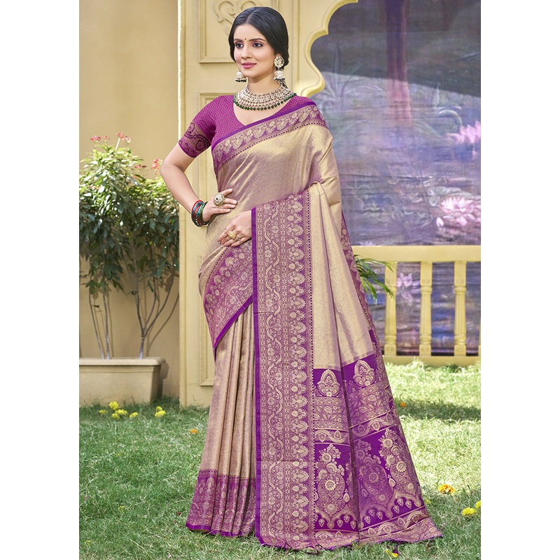 Grey Spun Silk Saree With Blouse Piece - JD986599316
