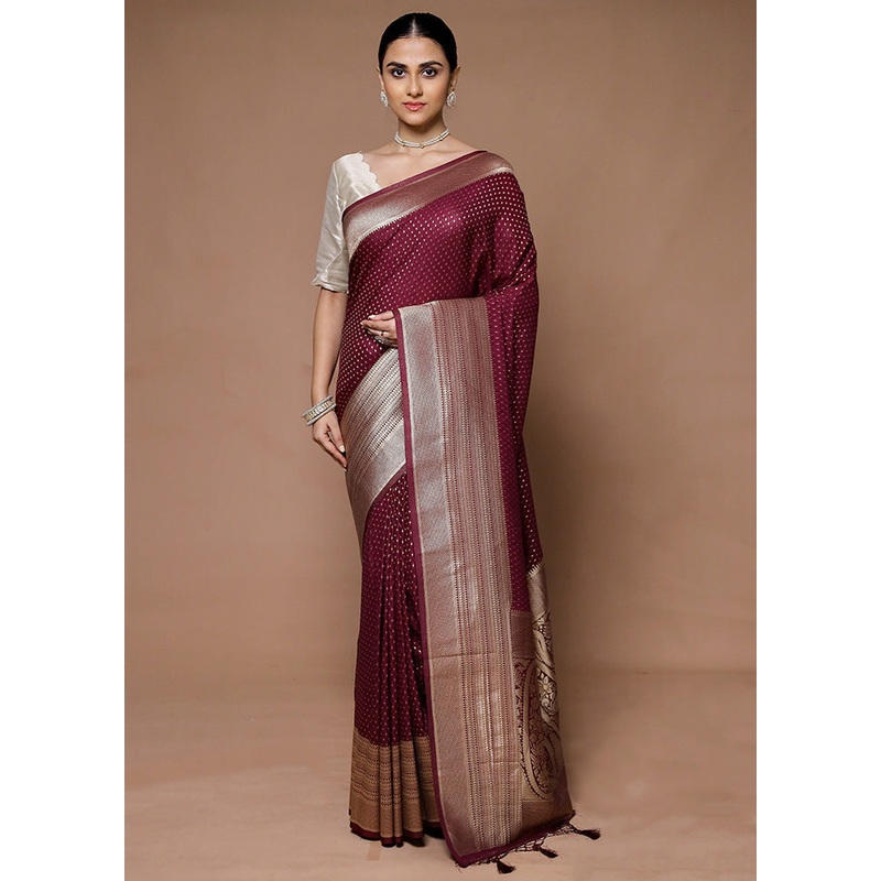 Maroon Georgette Saree With Blouse Piece - JD986599379