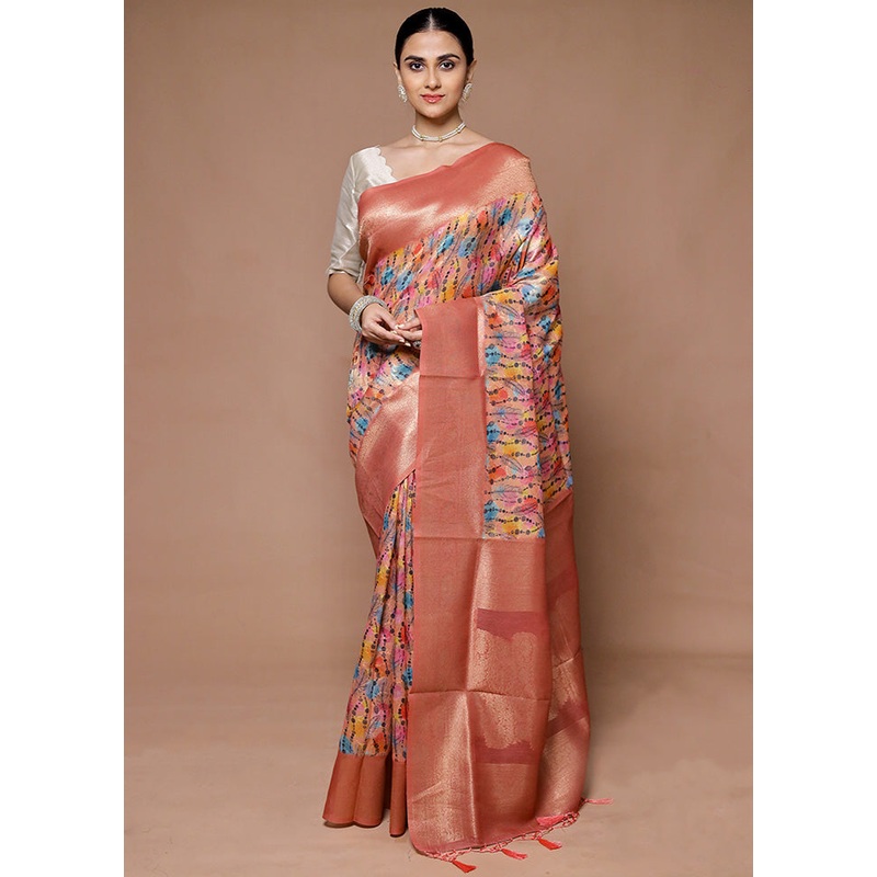 Pink Dupion Silk Saree With Blouse Piece - JD986599369