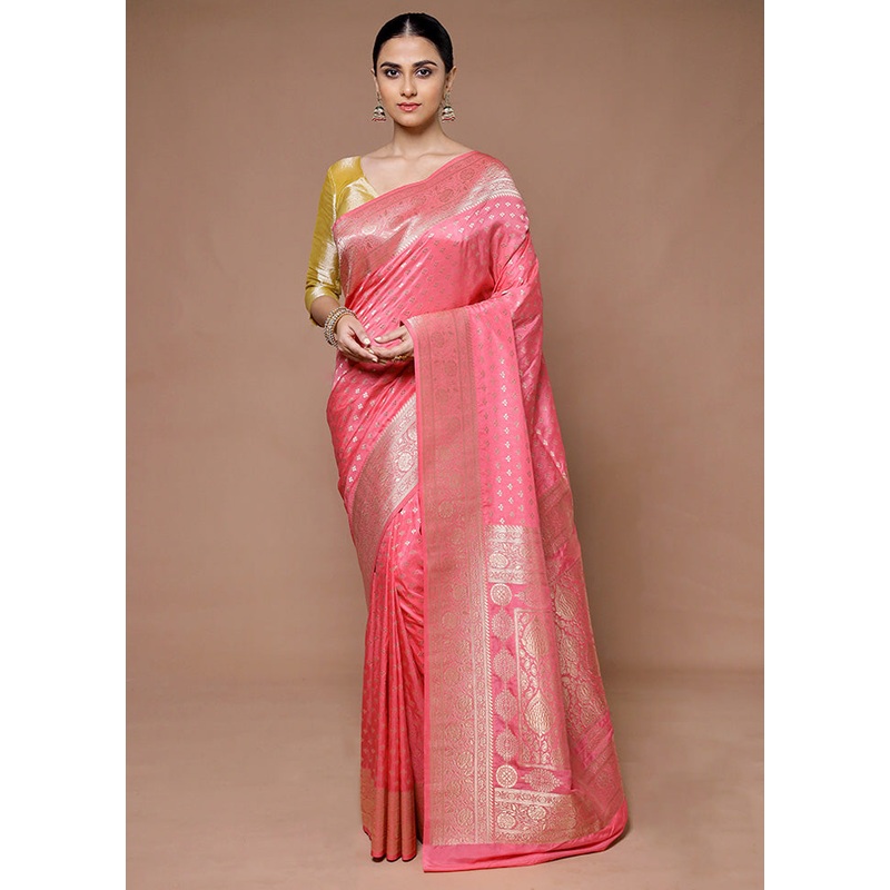 Pink Georgette Saree With Blouse Piece - JD986599368