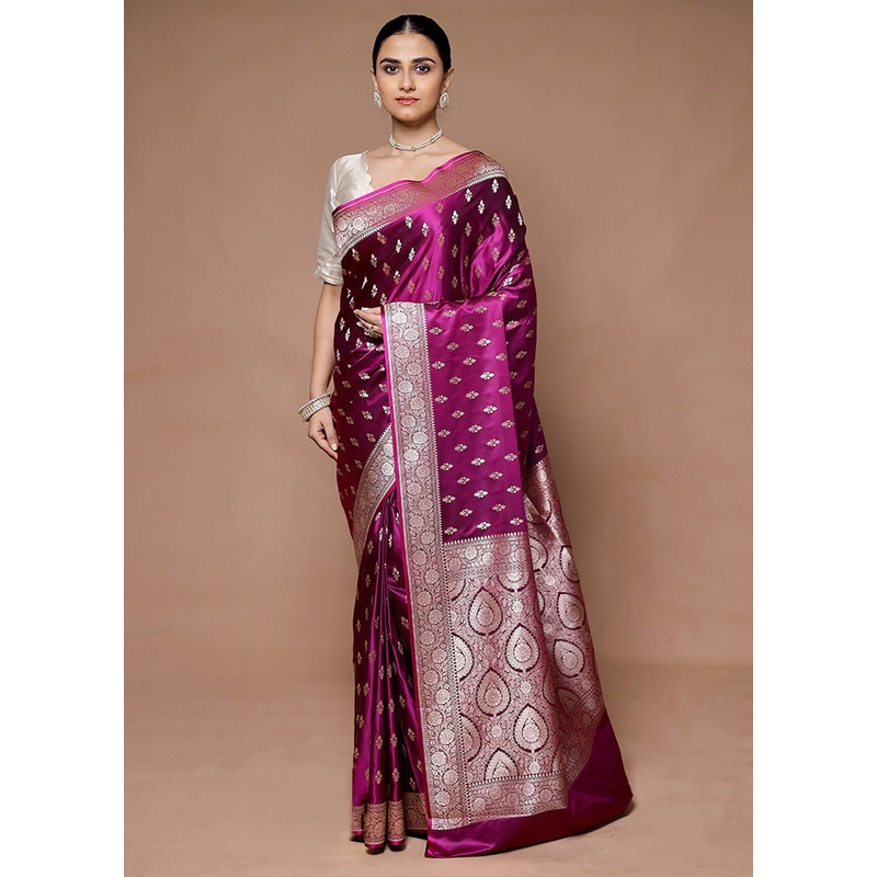 Pink Katan Silk Saree With Blouse Piece - JD986599365