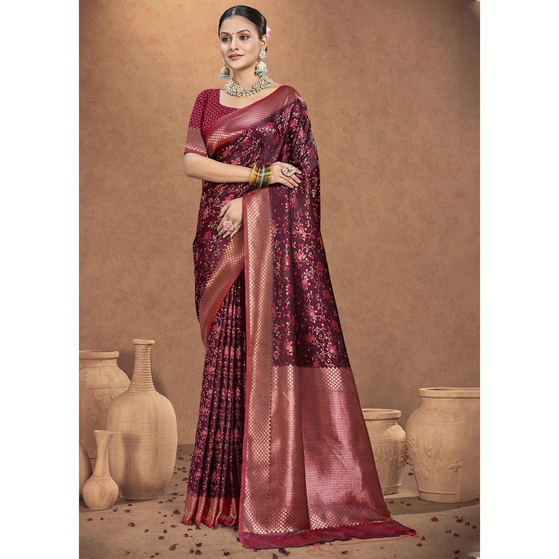 Pink Spun Silk Saree With Blouse Piece - JD986599281