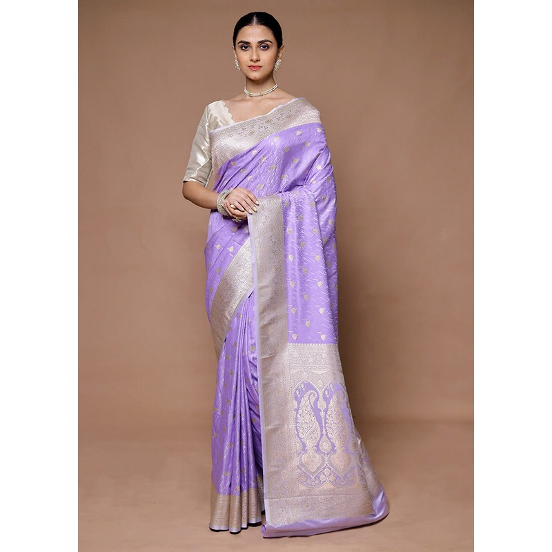 Purple Katan Silk Saree With Blouse Piece - JD986599351