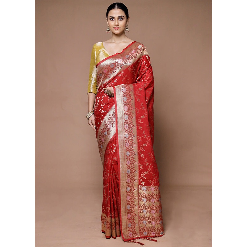 Red Georgette Saree With Blouse Piece - JD986599350