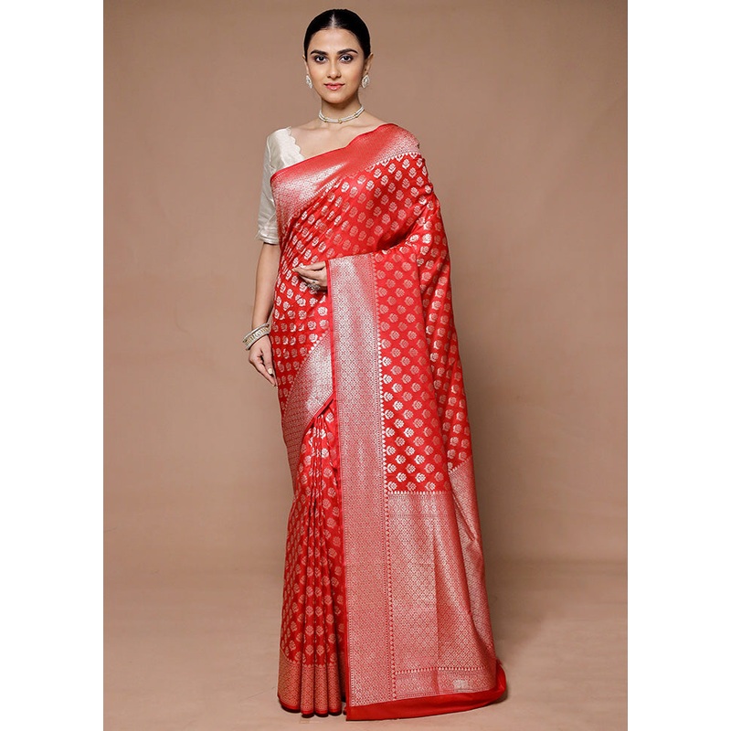 Red Uppada Silk Saree With Blouse Piece - JD986599348