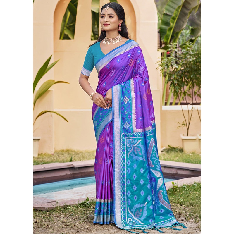 Violet Spun Silk Saree With Blouse Piece - JD986599236