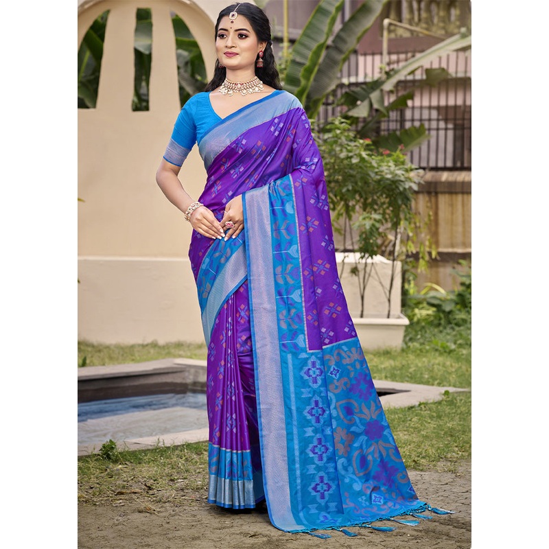 Violet Spun Silk Saree With Blouse Piece - JD986599237