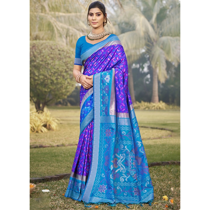 Violet Spun Silk Saree With Blouse Piece - JD986599238