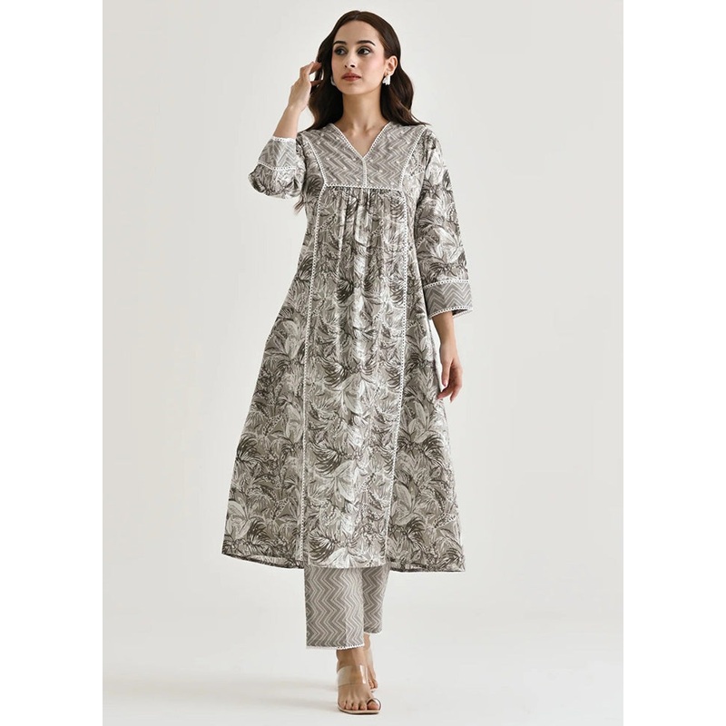 2 Pc Grey Readymade Rayon Kurti Set - JD986599071