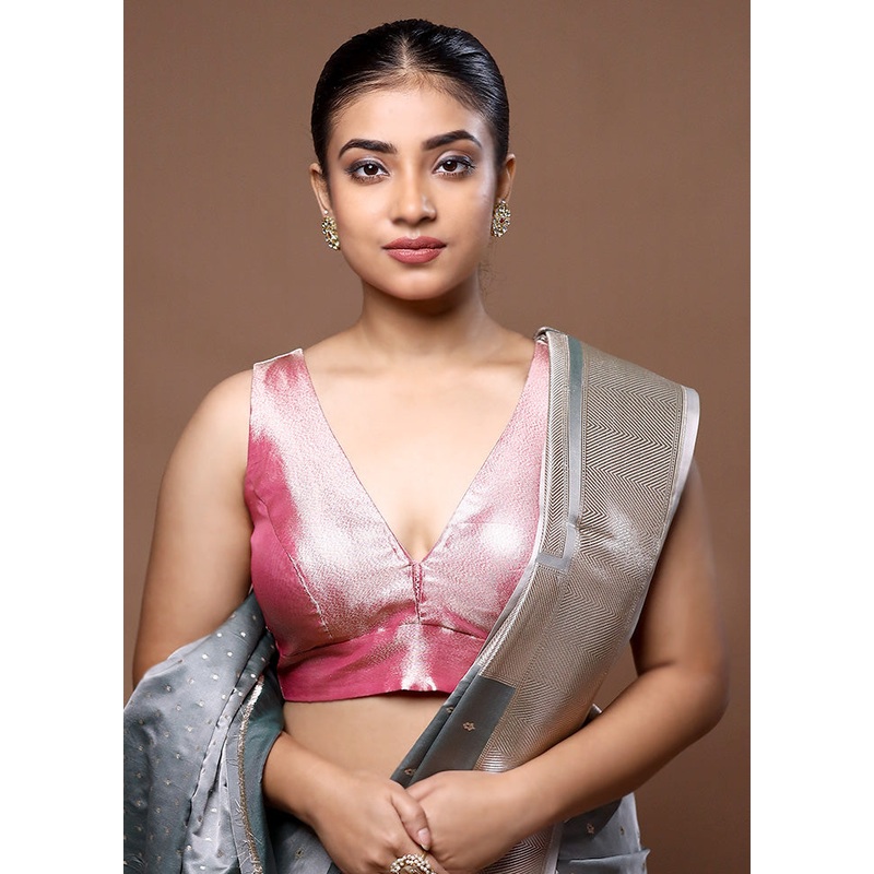 Baby Pink Tissue Designer Blouse - JD986599226