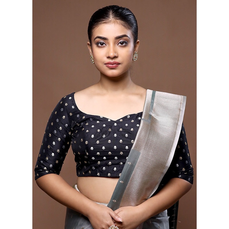 Black Brocade Designer Blouse - JD986599225