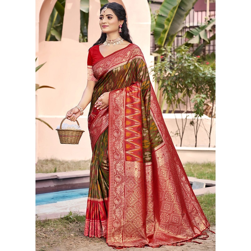 Brown Spun Silk Saree With Blouse Piece - JD986599194