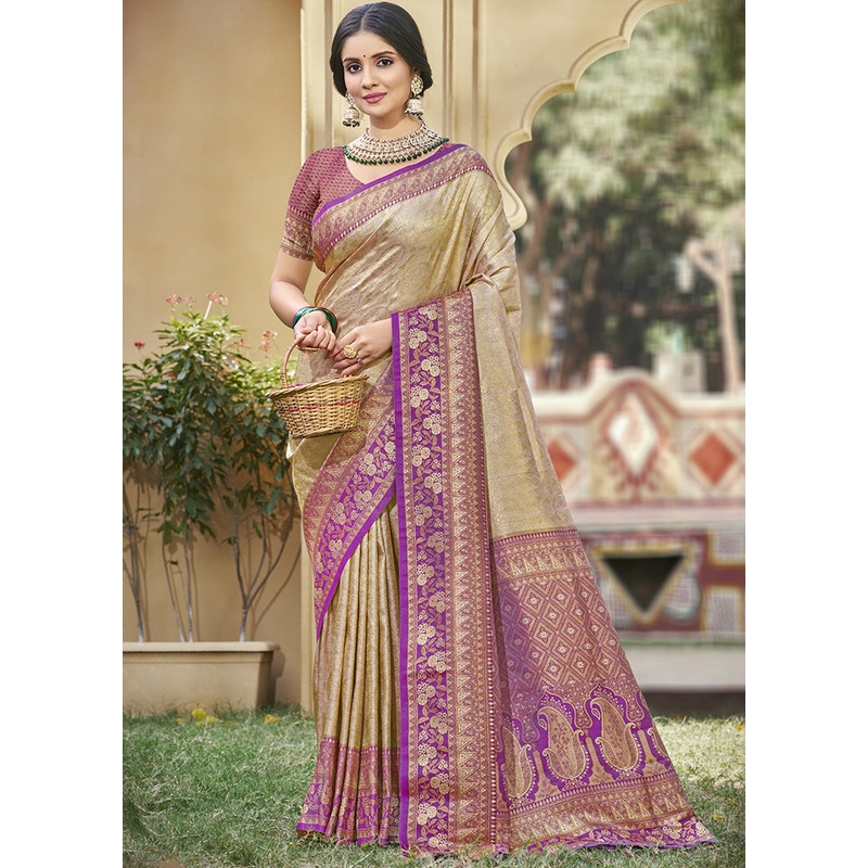 Grey Spun Silk Saree With Blouse Piece - JD986599181