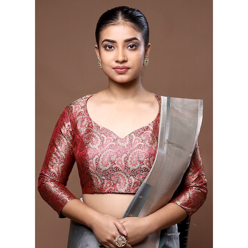 Maroon Brocade Designer Blouse - JD986599220